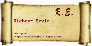 Richter Ervin névjegykártya